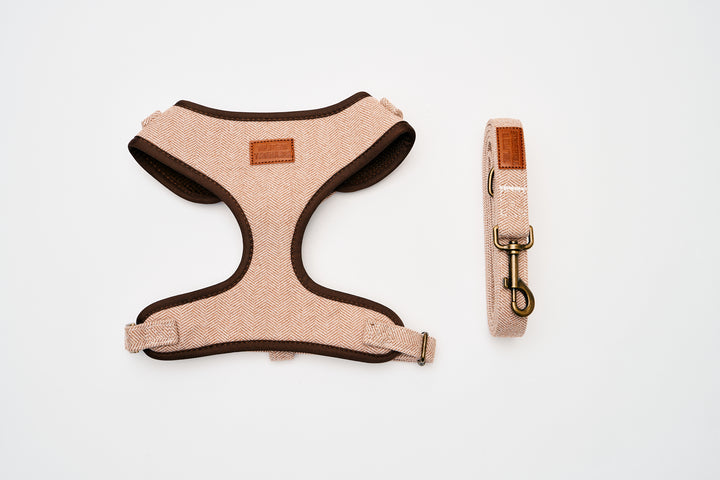 Brown Tweed Herringbone Premium Dog Harness