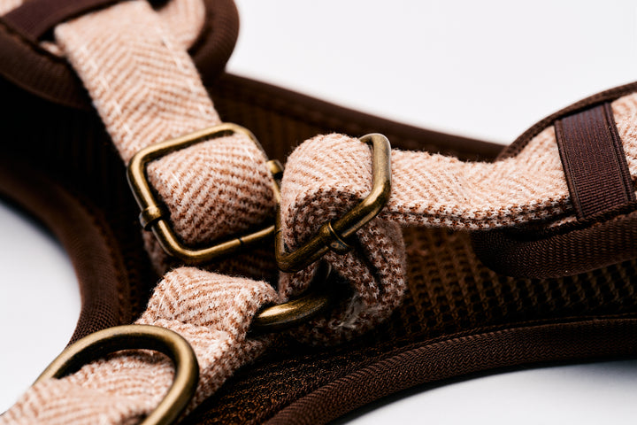 Brown Tweed Herringbone Premium Dog Harness