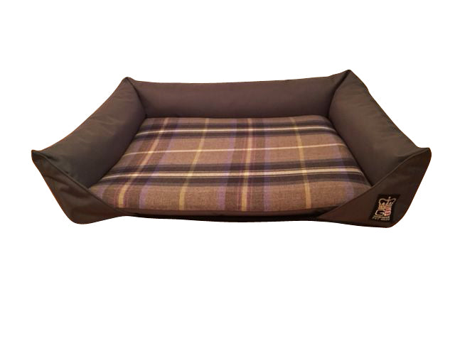 Partial Waterproof Setee Dog Bed with Fabric Pattern & Reversible Pad