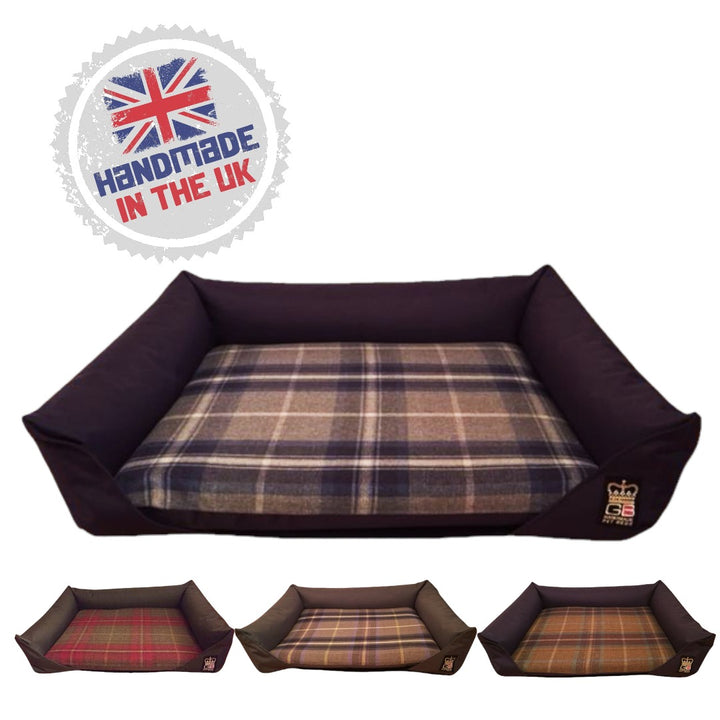 Partial Waterproof Setee Dog Bed with Fabric Pattern & Reversible Pad